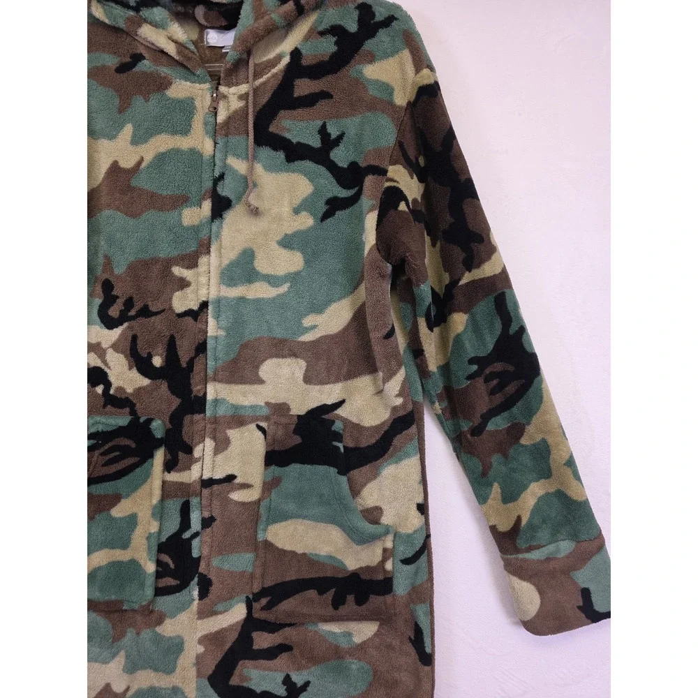 Alexander Del Rossa Fleece One Piece PJ Mens‎ Medium Camo Grunge Minimalist
